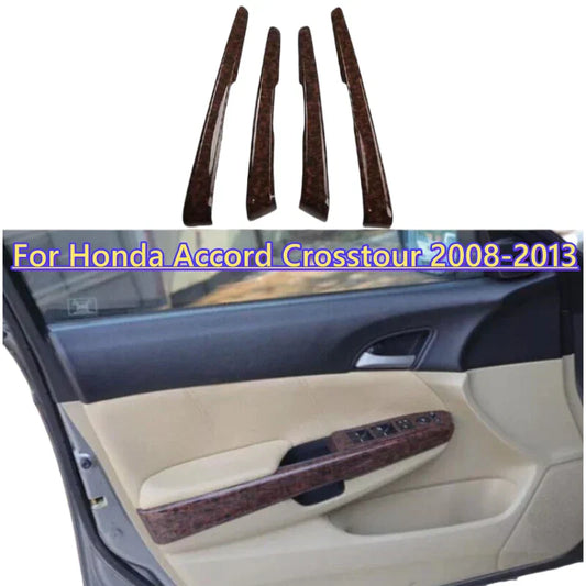 4x Inner Door Panel Strip Wood Grain Trim for Honda Accord Crosstour (2008–2013)