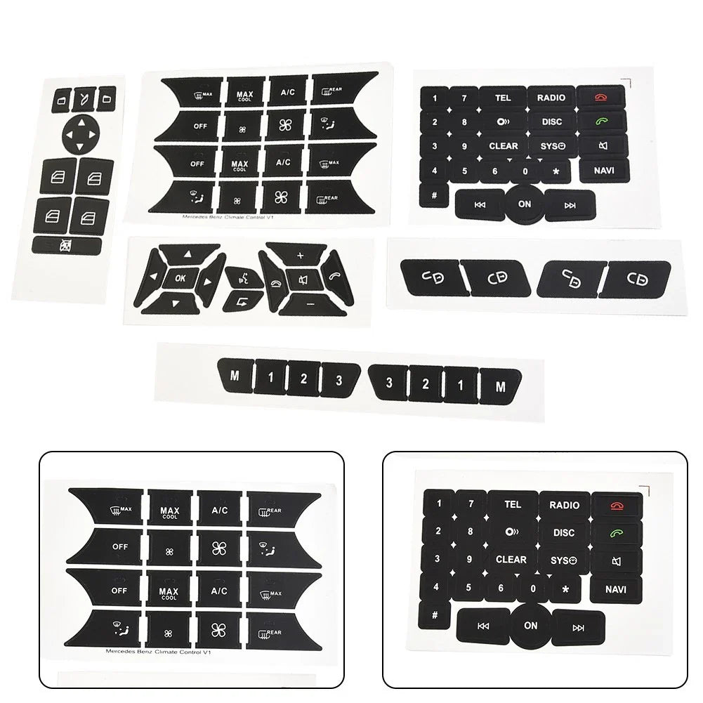 Decal Button Door Steering A/C Window Radio Sticker for Mercedes (2007–2014)