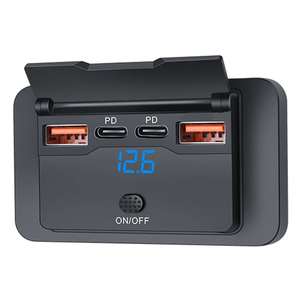 12V USB Outlet 4-Port Car Charger with Dual PD3.0 & QC3.0
