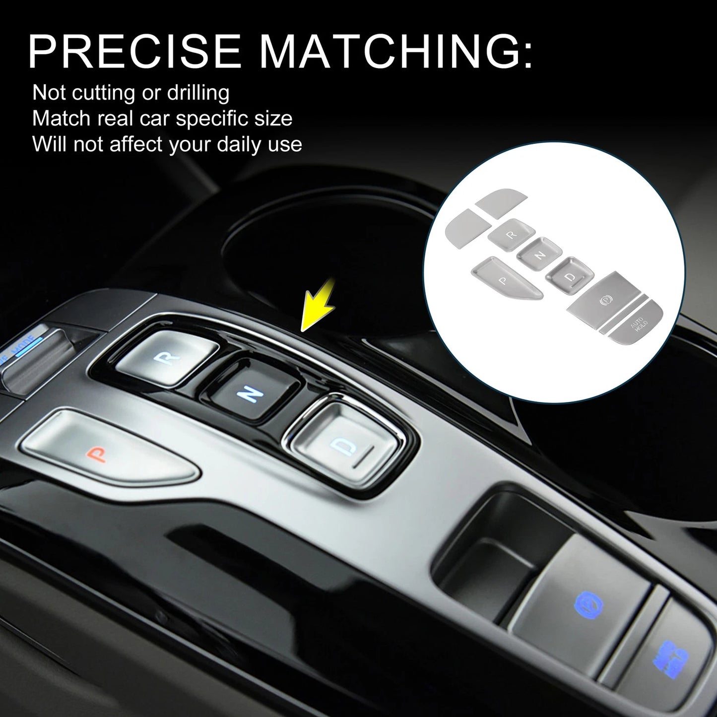 Gear Shift Panel Button Handbrake Sticker for Hyundai  Silver Tone