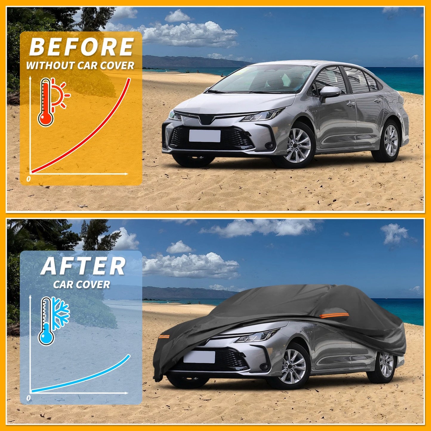 Waterproof Car Cover for Toyota Corolla (2014–2023) Black Aluminum Film