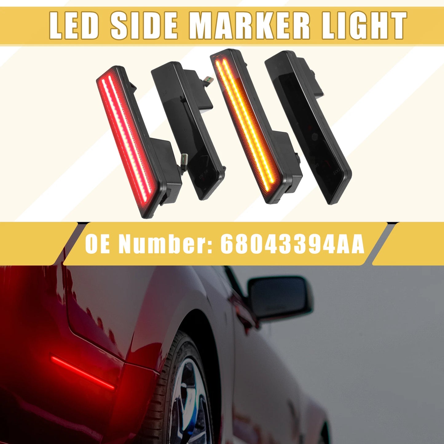 2X Front Rear LED Side Marker Light 68043394AA for Dodge