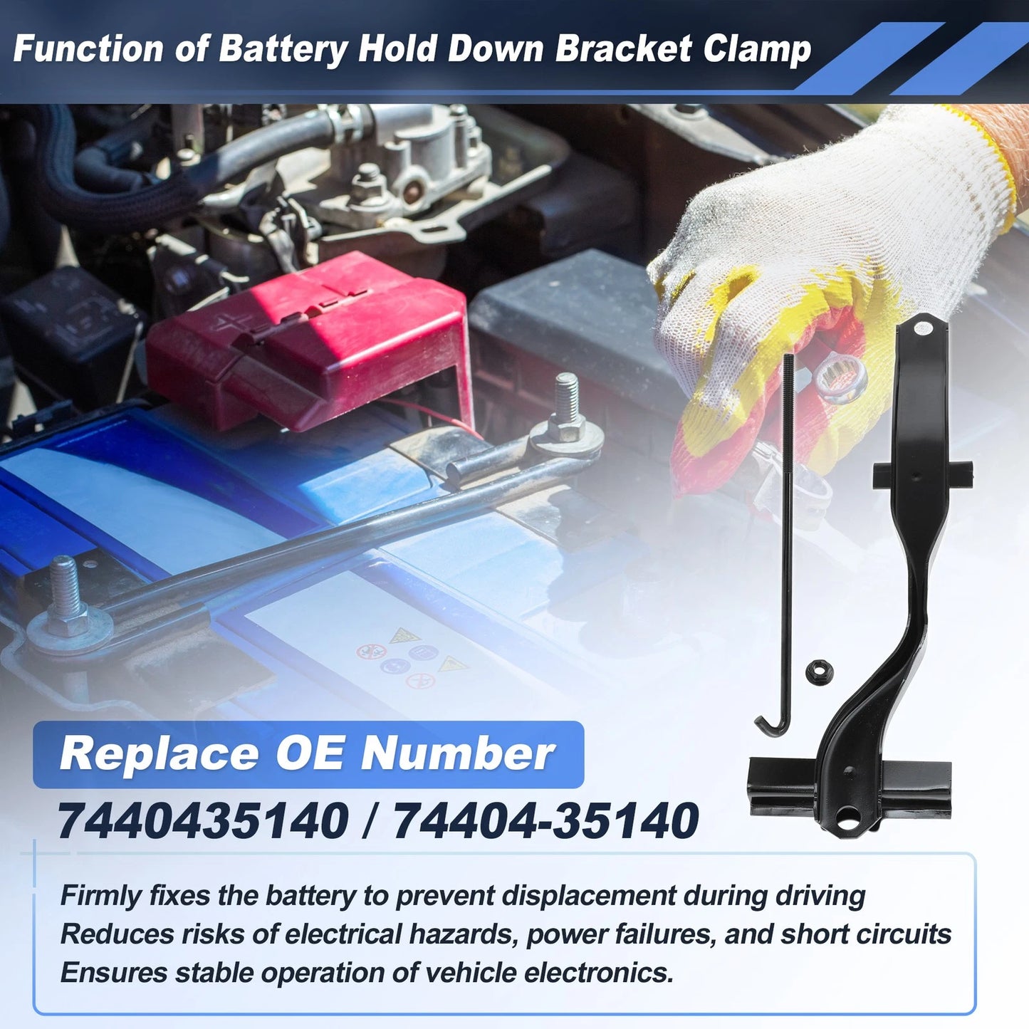 Battery Hold Down Kit for Toyota 4Runner Tacoma (74404-35140)