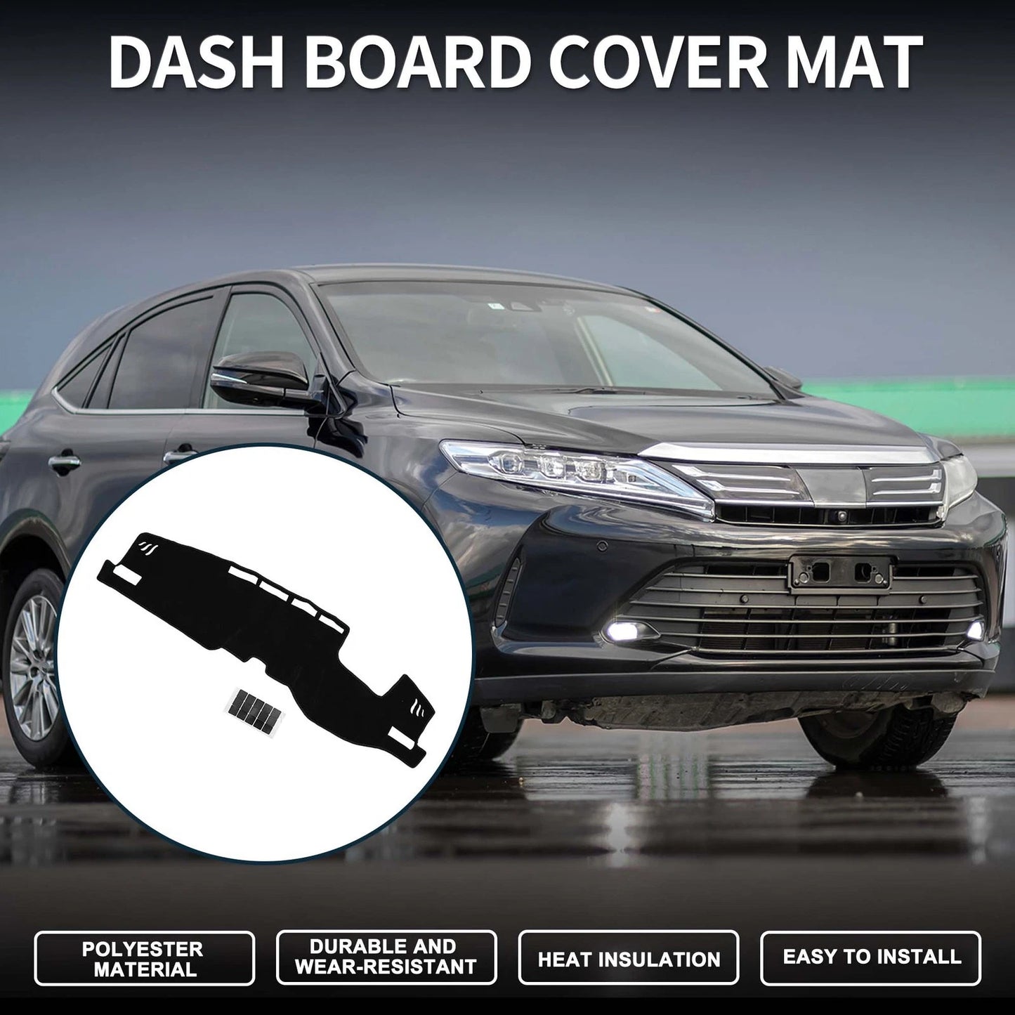 Dashboard Cover Mat for Toyota Harrier 80 (2020–2024) with Sticker, Black