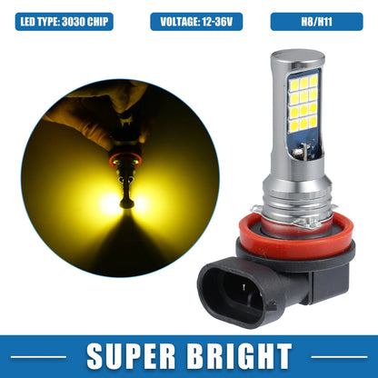 2X H8/H11 Fog Lights 24SMD 3030 Chipset 6000K Yellow White