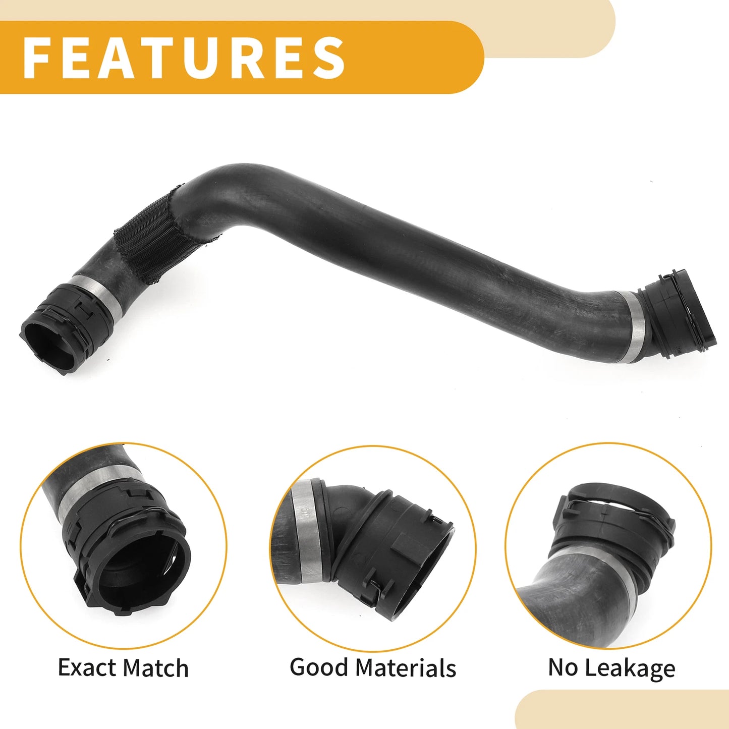 Radiator Hose for BMW 530i xDrive (2017–2020) No. 17128602603 Rubber Black