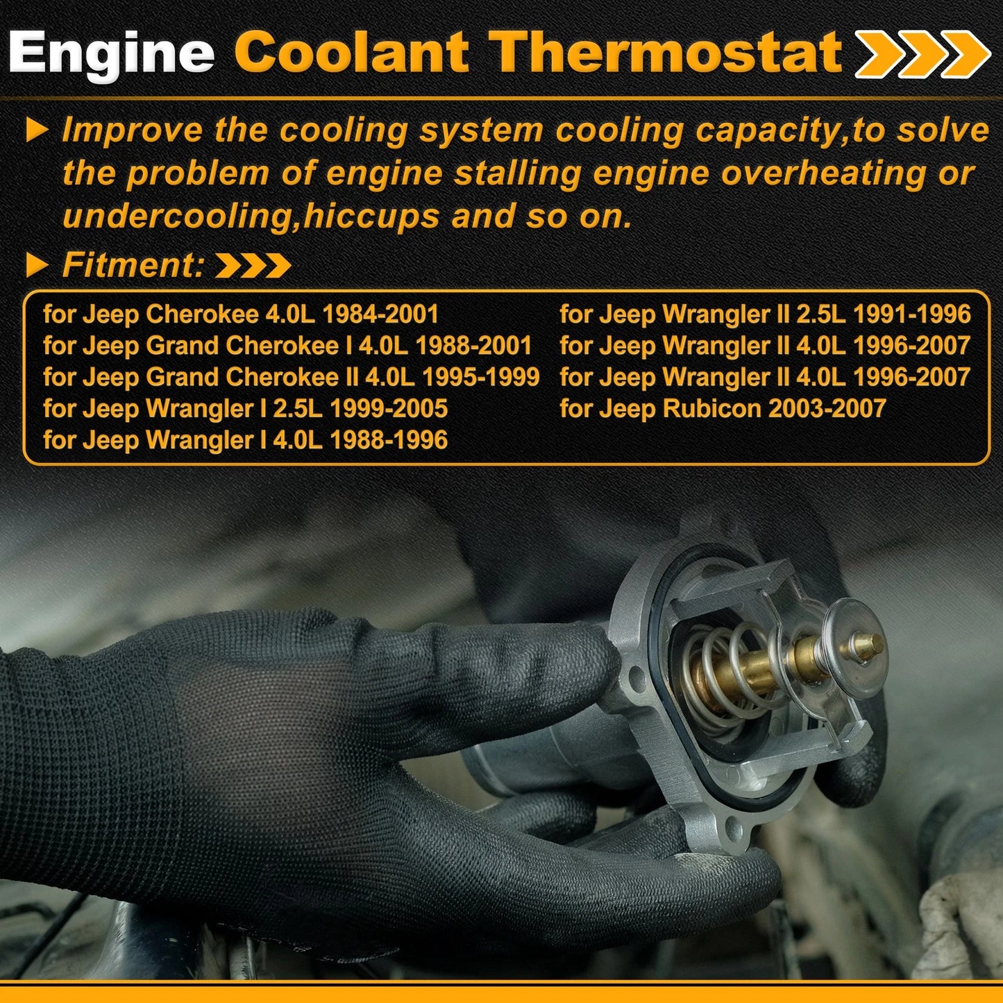 Engine Coolant Thermostat 52028186AB for Jeep Cherokee 4.0L (1984–2001)