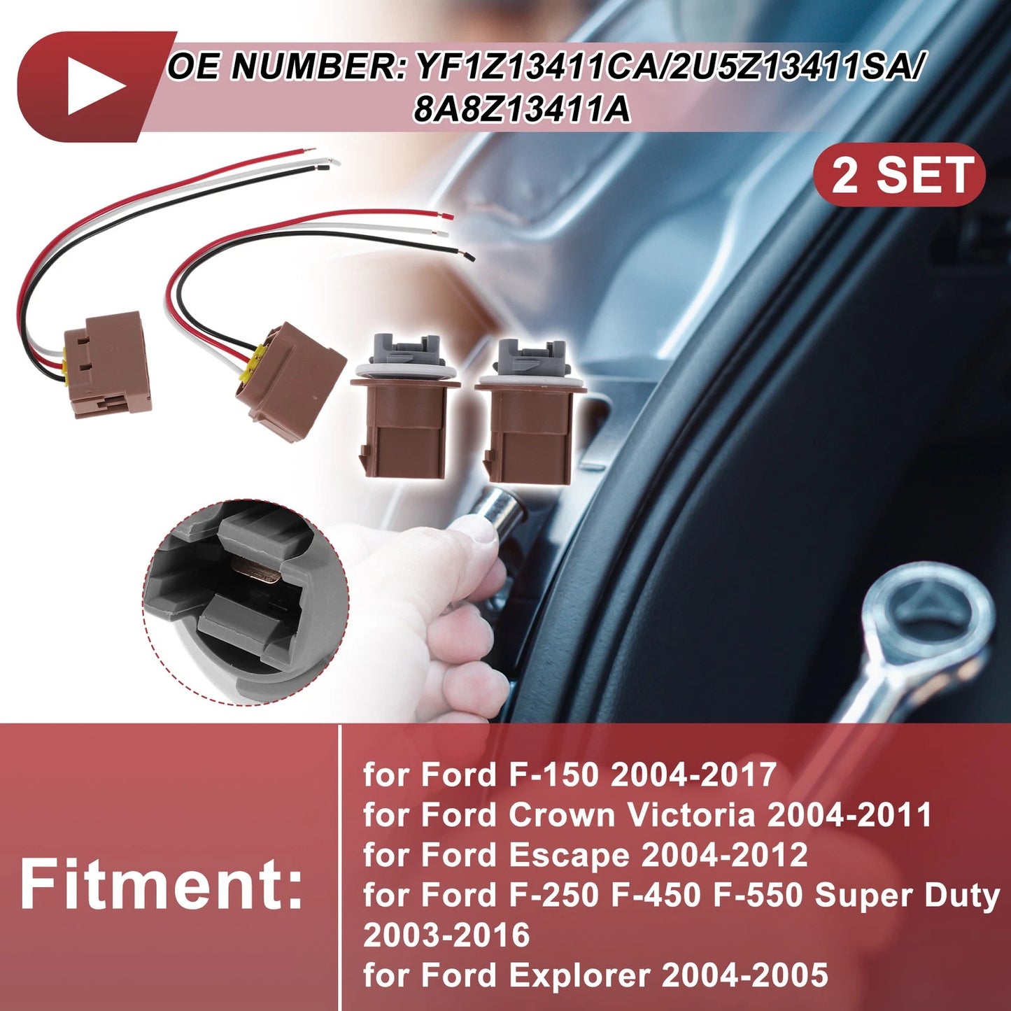 Parking Turn Signal Light Socket Wiring for Ford F-150 (2004–2017) No.YF1Z13411CA