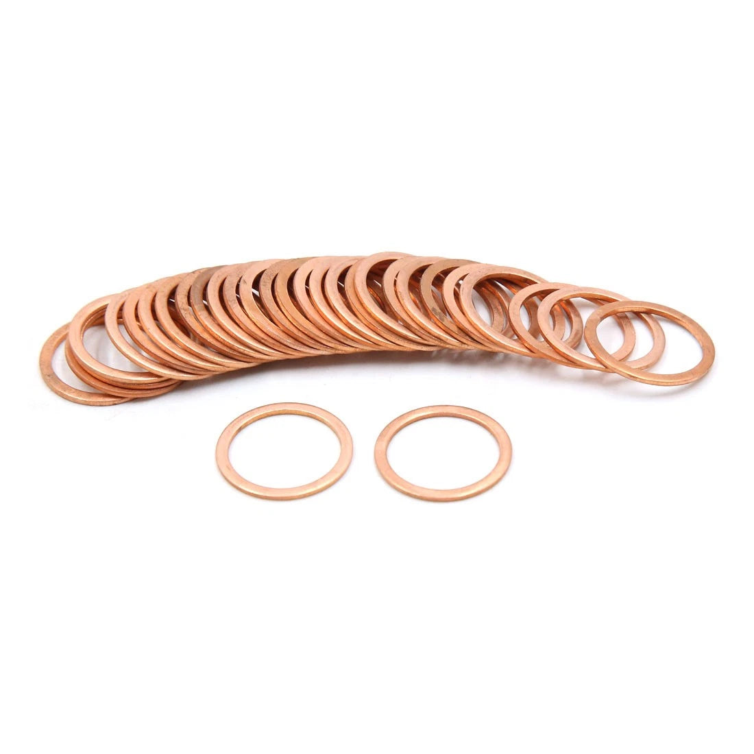 Set of 30 Copper Crush Washers for Flat Sealing Gaskets (16mm Inner Dia)