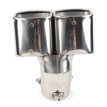 Dual Exhaust Pipe Tail Muffler Tip for Car - Chrome Throat Tailpipe