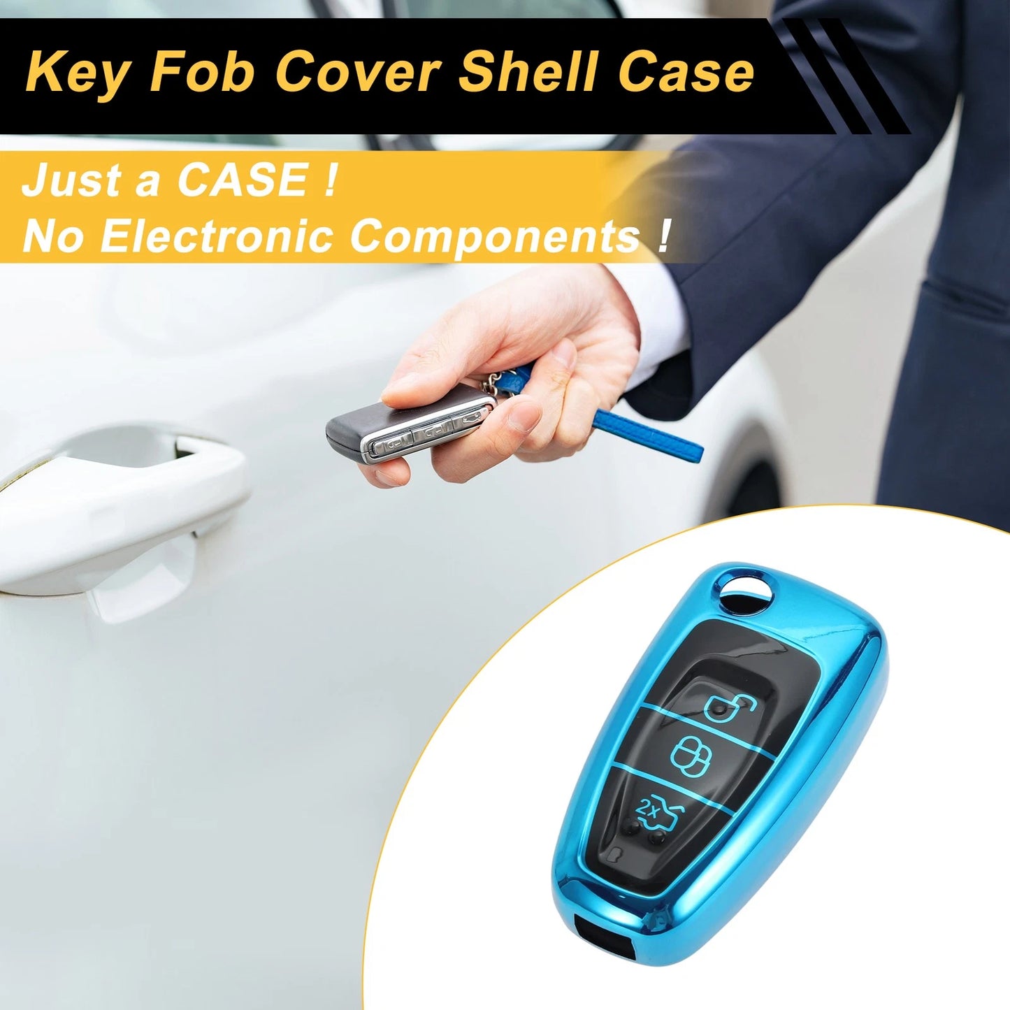 TPU Silicone Car Key Case for Ford Mondeo (2015–2021) - 3 Buttons