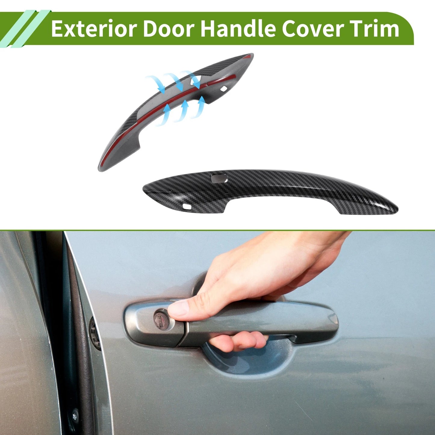 Exterior Door Handle Cover Trim for Hyundai Elantra (2021–2024) Carbon Fiber Black
