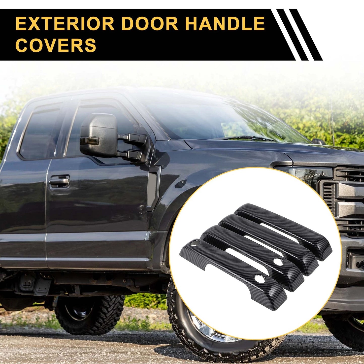 Set of 4 Exterior Door Handle Covers for Ford F-150 (2021–2024) Carbon Fiber