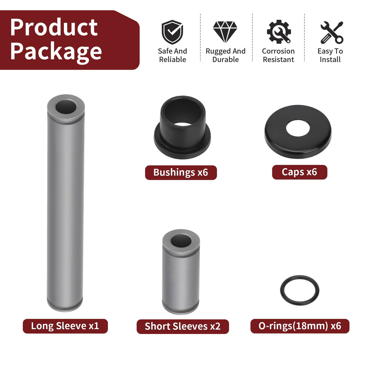 Set of 4 A-Arm Bearing Bushings for Kawasaki Teryx 750 FI (2008–2013)