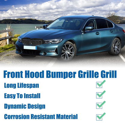 Front Hood Bumper Grille for BMW 330i 330e M340i XDrive G20 (2019–2023) Gloss Black