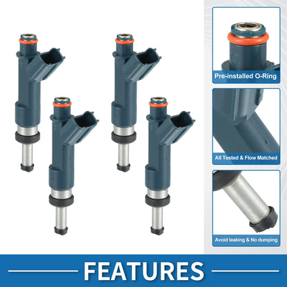 Set of 4 Fuel Injectors No.23209-39196 for Toyota Prius V 1.8L (2012–2017)