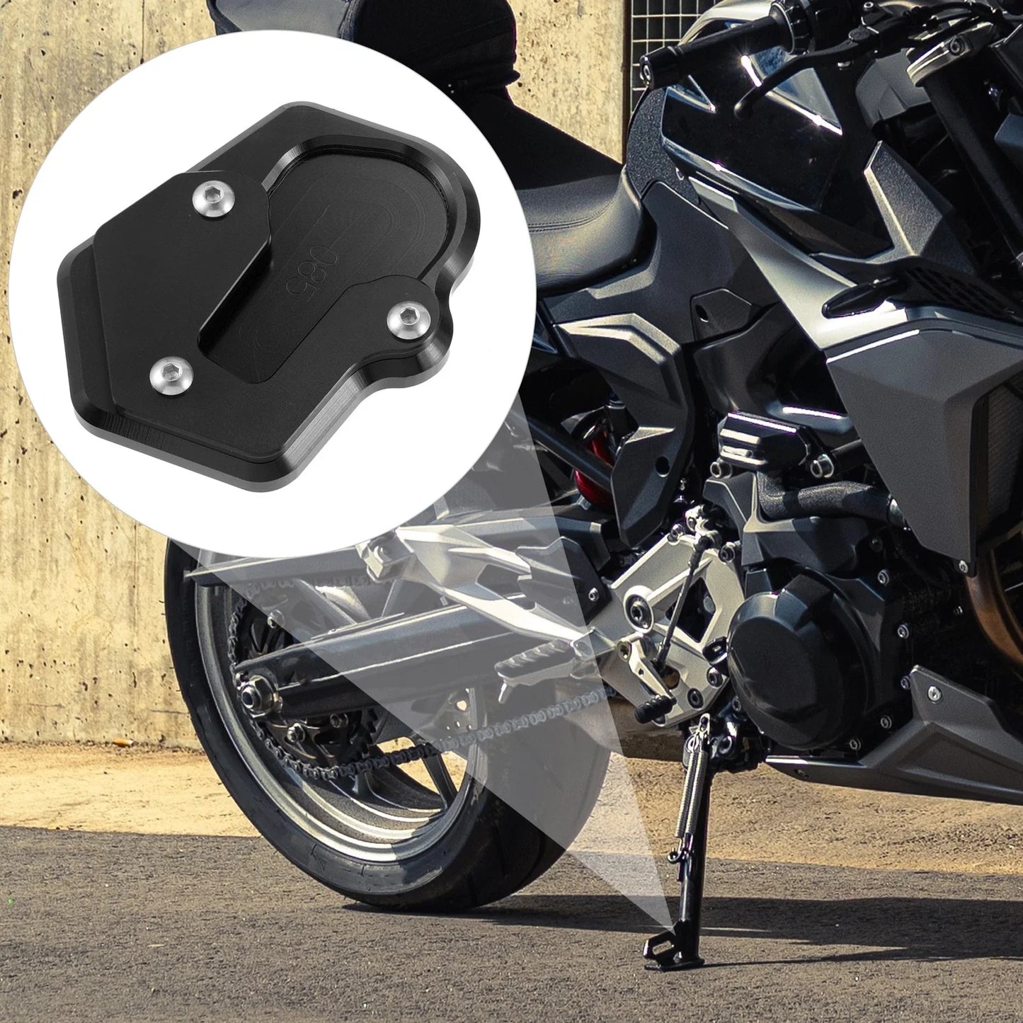 Kickstand Pad for BMW Extender Foot Side Stand Plate Black