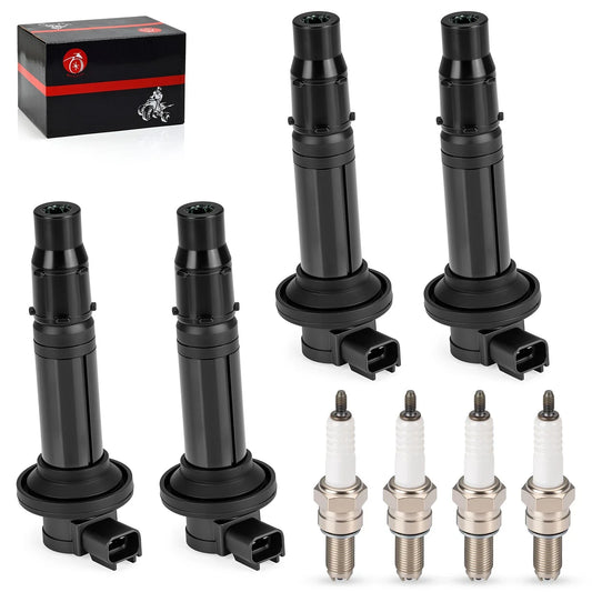 4Pcs Ignition Coils & Spark Plugs for Yamaha YZF R6 (1999–2002)