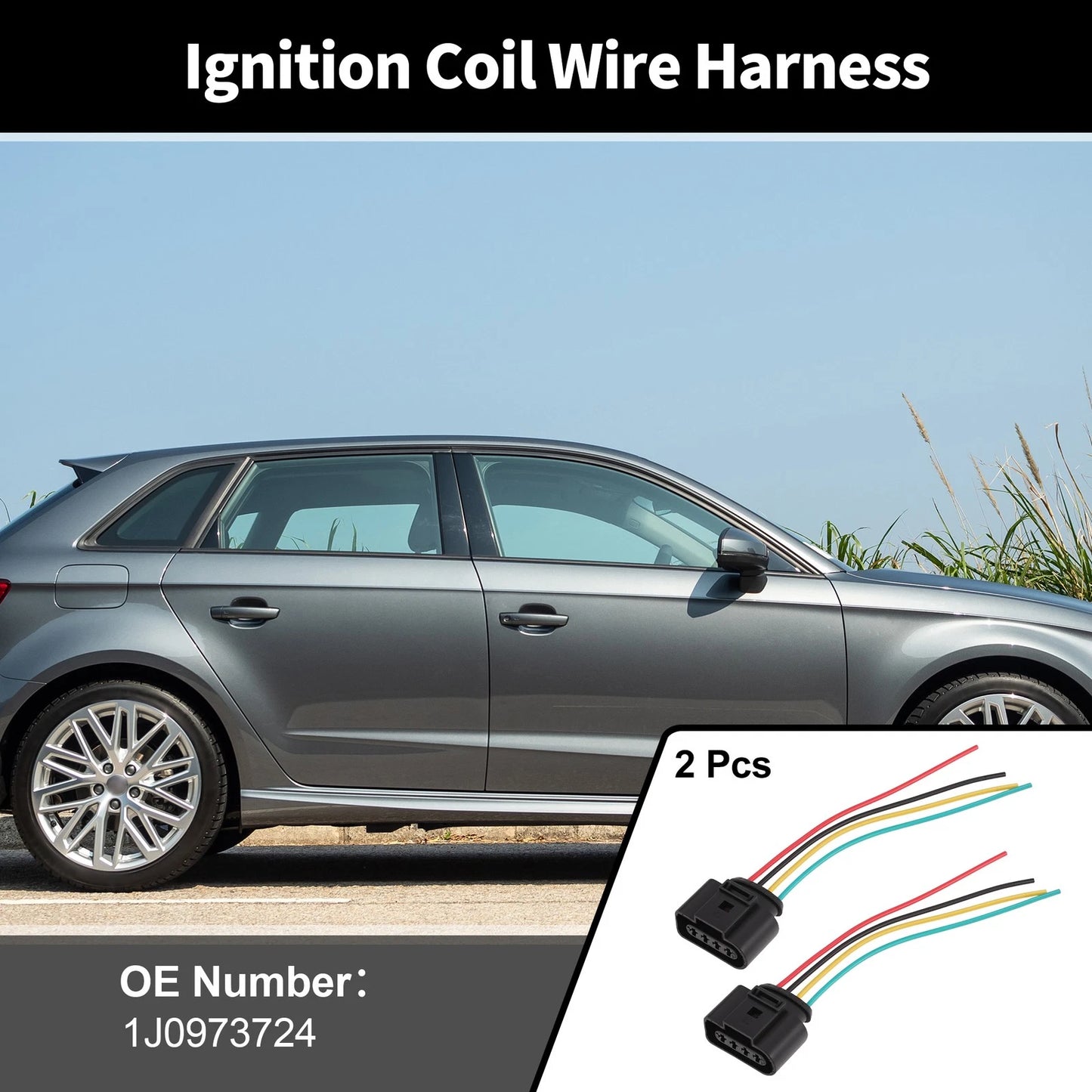 2X Ignition Coil Plug Wiring Harness for Audi A3 Quattro (2006–2013) No. 1J0973724