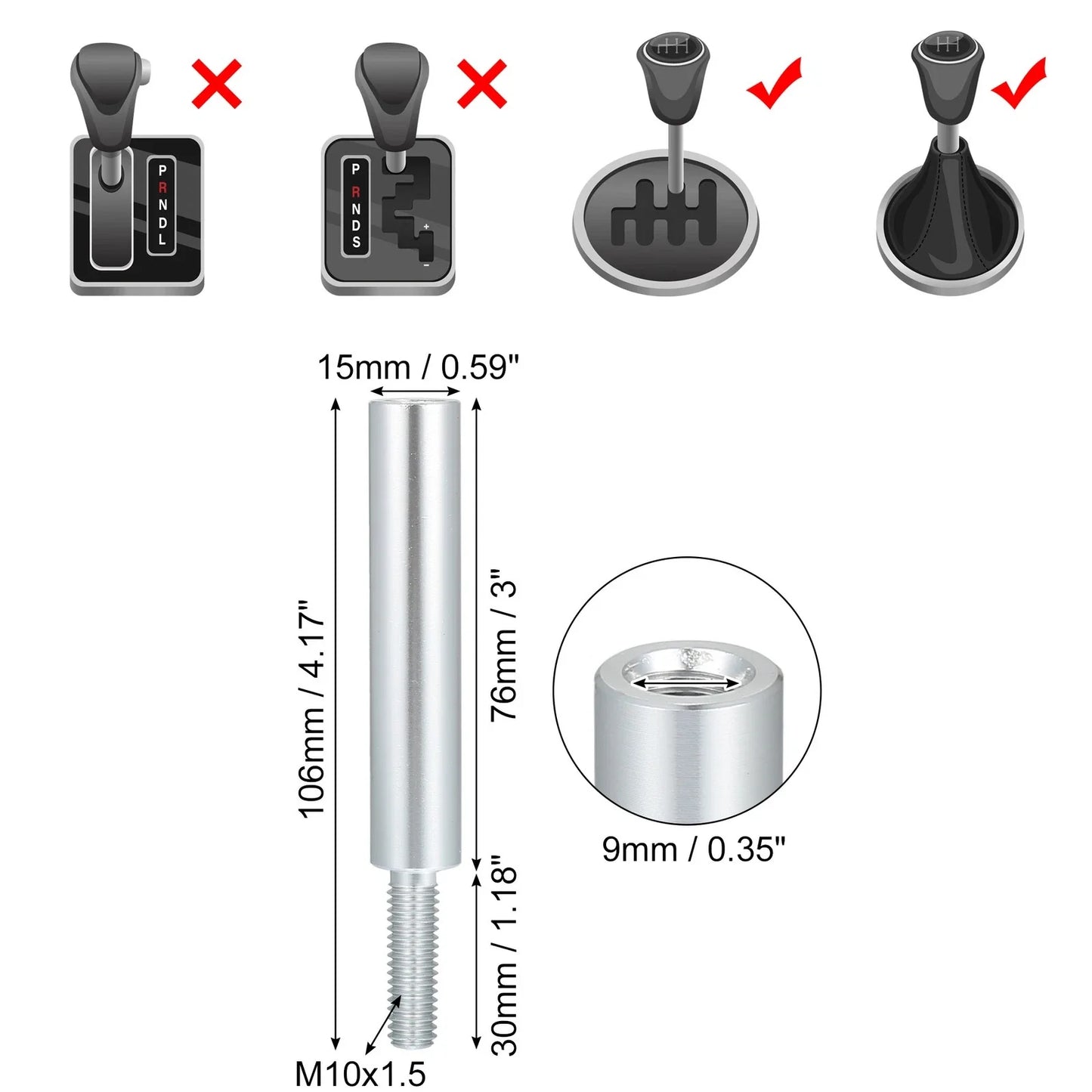 3" Aluminum Alloy Shift Knob Gear Shifter for Honda Accord (2003-2007)