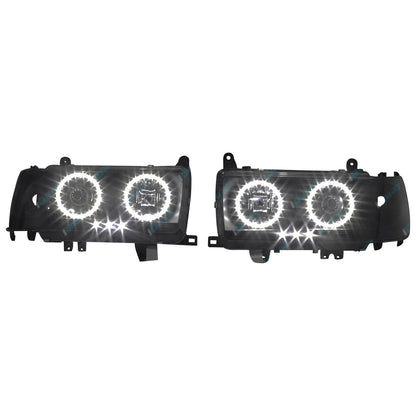 Angel Eyes Projector Headlights w/ LED DRLs Black for Landcruiser 80 Series
