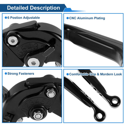Adjustable Brake Clutch Levers for Kawasaki ZZR600 (2005–2009) Solid Black