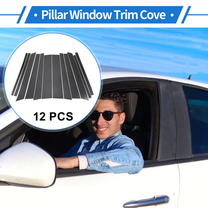 12 Pcs Door Pillar Window Trim for Land Rover Range  Carbon Fiber