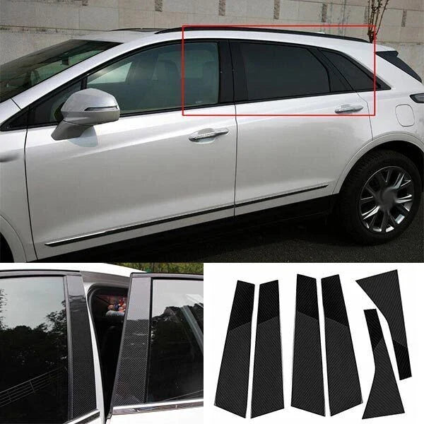 6 x Window BC Pillar CF Cover Trim for Cadillac XT5 (2017–2023)