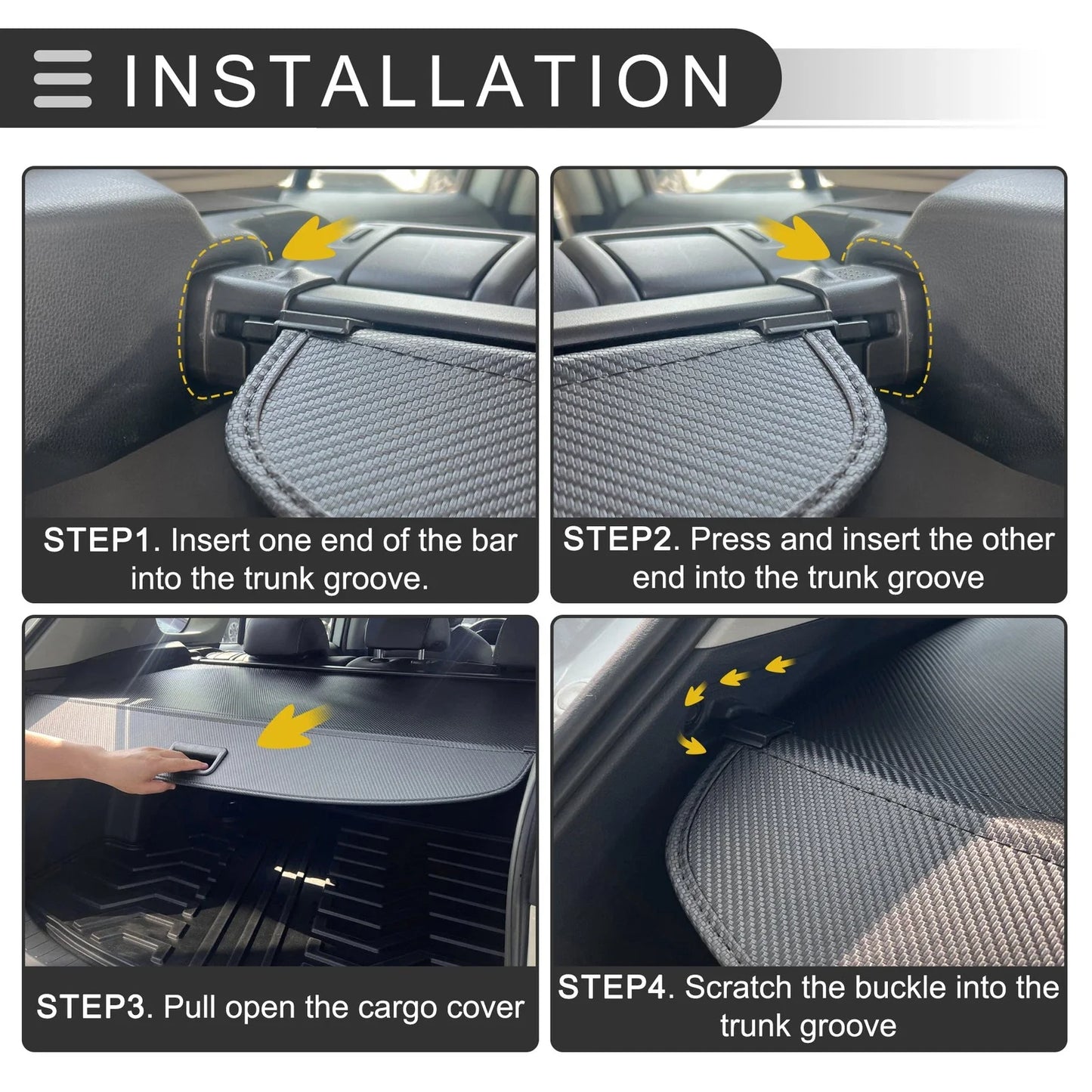 Retractable Cargo Cover for Hyundai Santa Fe 2019-2023 Black Carbon Fiber