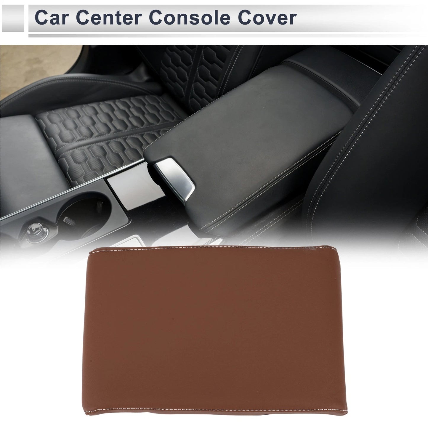 Center Console Cover for Car (12.6"x7.87"x1.97", Light Brown)