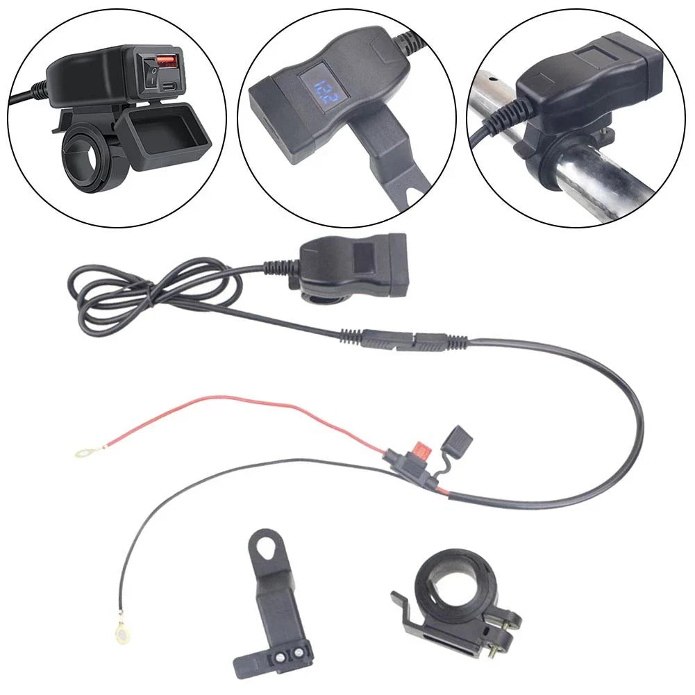 Dual Port Motorcycle USB Charger for 12–24V