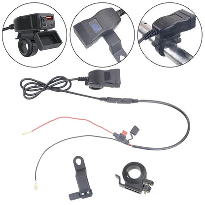 Dual Port Motorcycle USB Charger for 12–24V