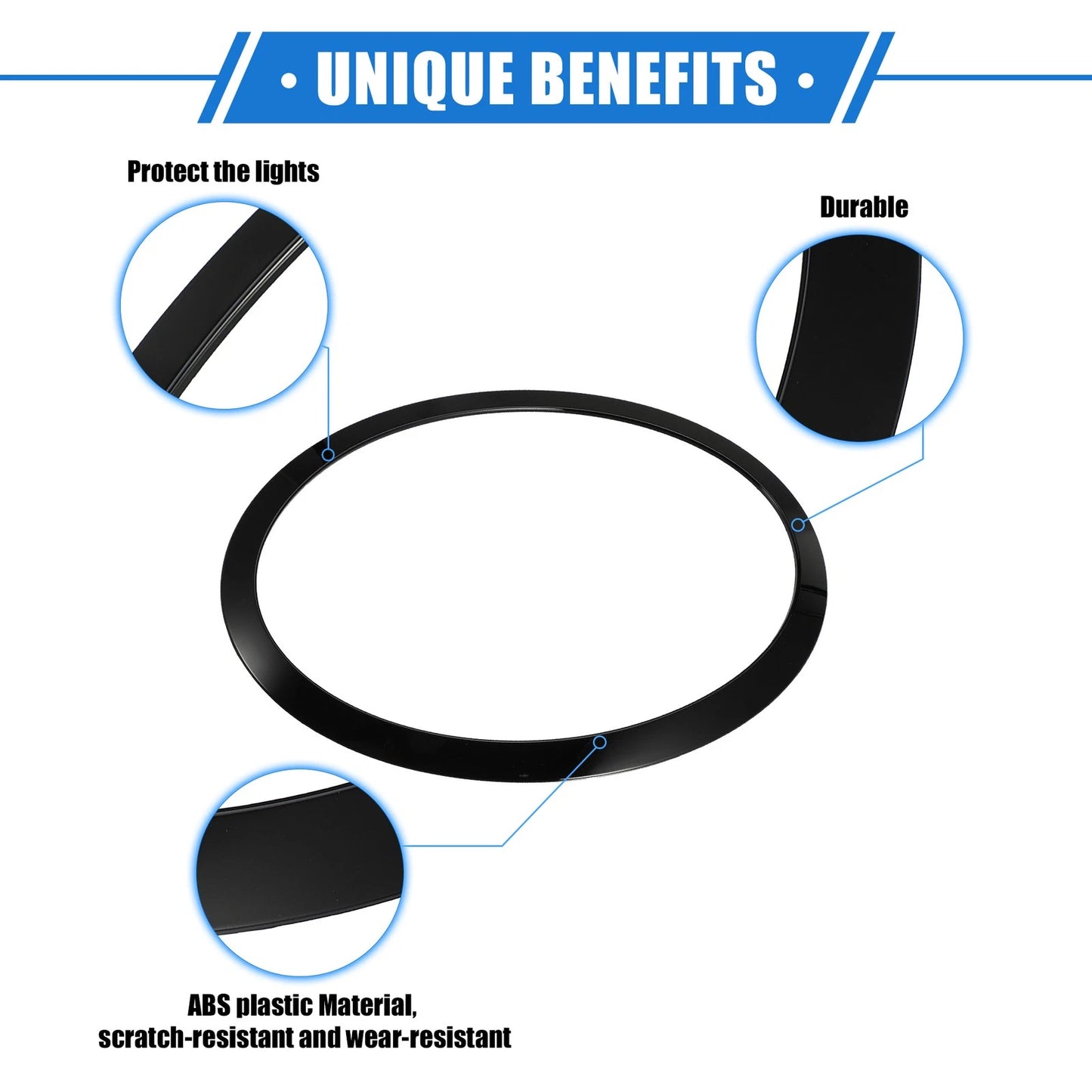 Pair Front Side Headlight Trim Ring for BMW Mini F55 F56 F57 (2014–2021) Black