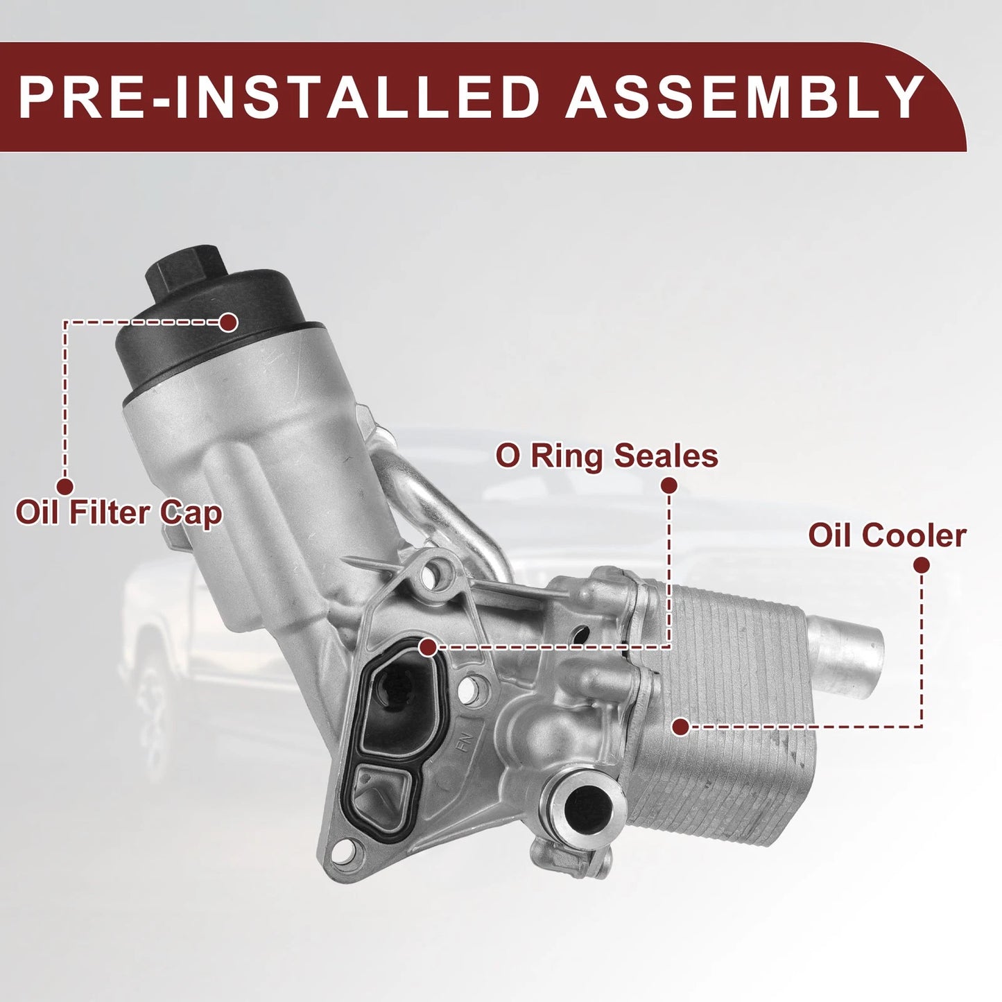 Engine Oil Cooler Filter Housing with Seals for Chevrolet Cruze (2011–2019) No. 55566784