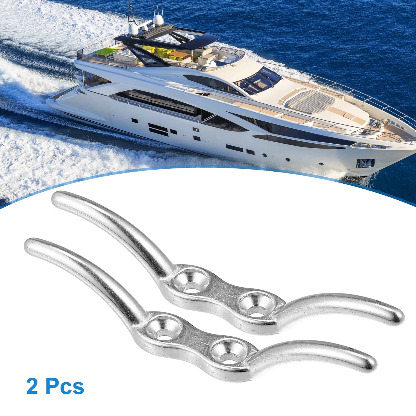 2Pcs 4 Inch Stainless Steel Cleat Hook for Marine Boat Ship