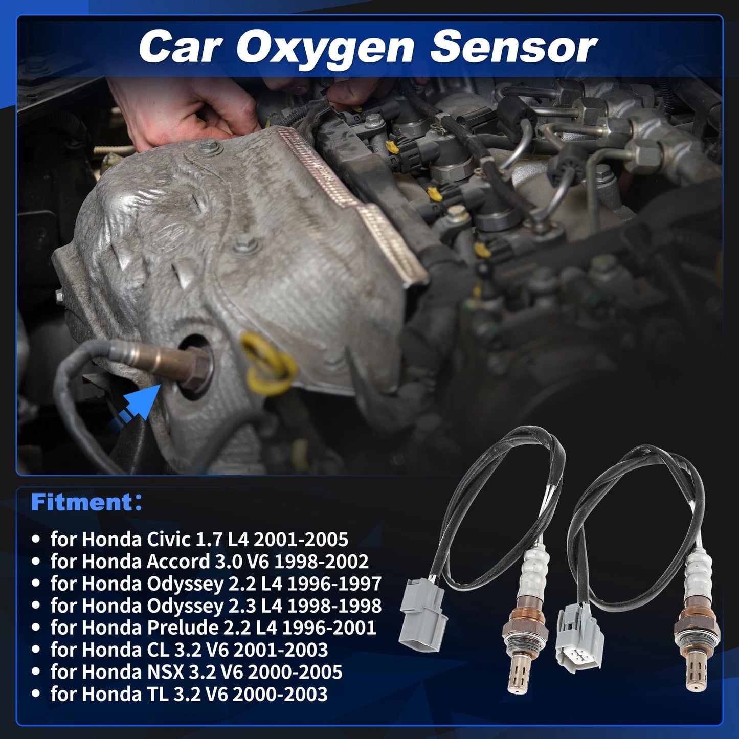 Set of 2 Upstream & Downstream Oxygen Sensors for Honda Civic (2001–2005)