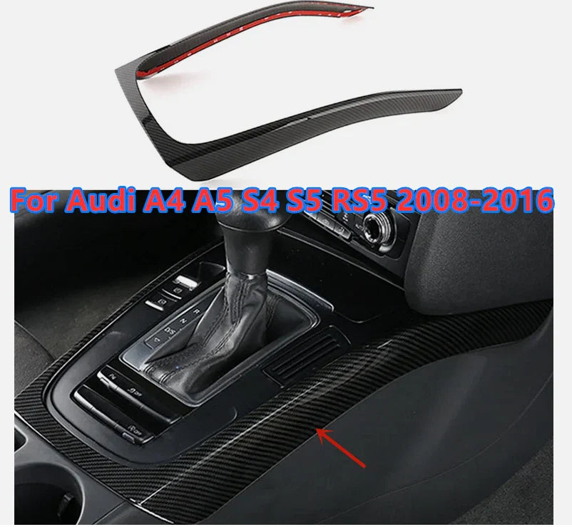 Carbon Fiber Center Console Gear Shift Frame Cover for A4 A5 S4 S5 RS5 (2008–2016)