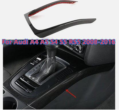 Carbon Fiber Center Console Gear Shift Frame Cover for A4 A5 S4 S5 RS5 (2008–2016)