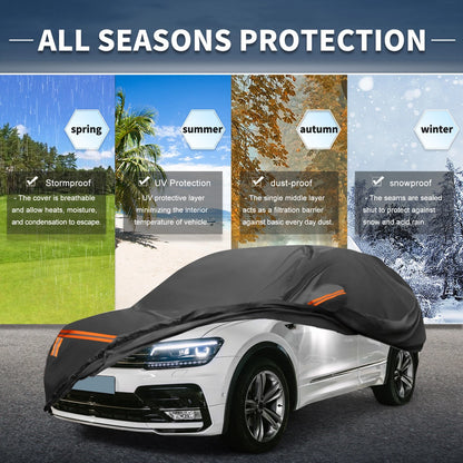 Waterproof Car Cover for Jeep SUV with Driver Door Zipper (Universal Fit)
