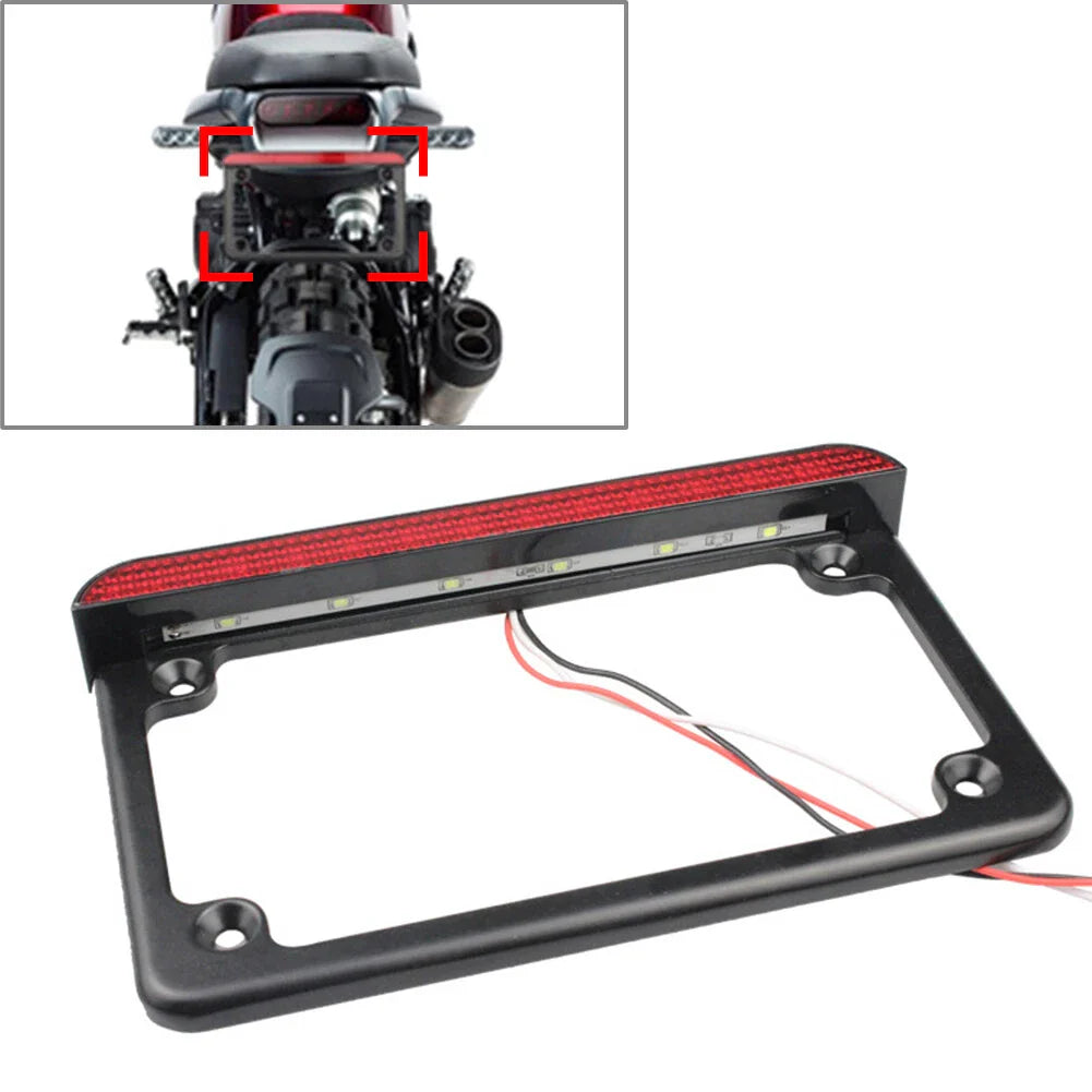 LED Light Motorcycle License Plate Frame & Brake Tail Light Bracket