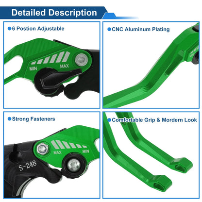 6 Position Adjustable Brake Clutch Levers for Suzuki GSX8S (2023–2025) Green