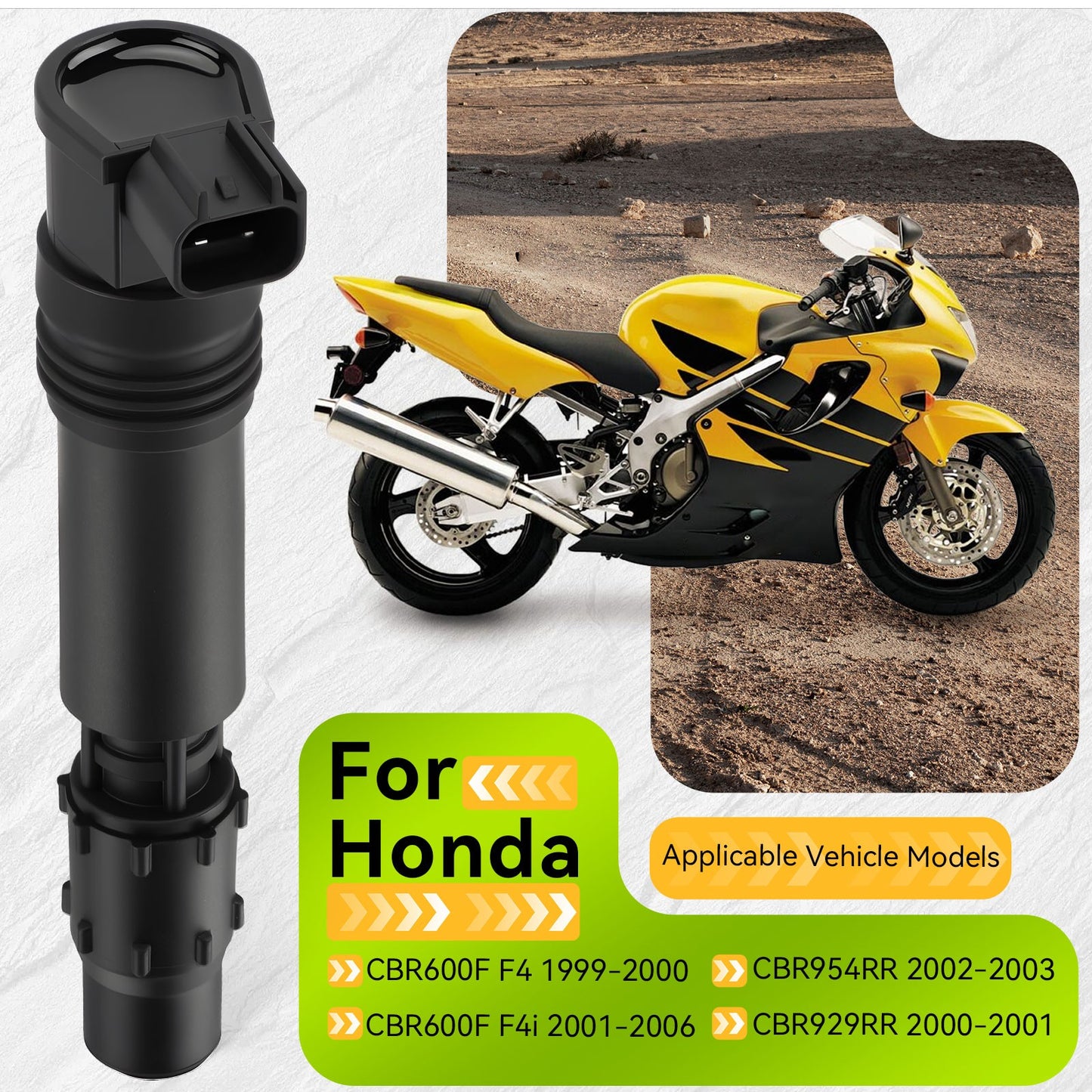 Set of 4 Ignition Coils with Iridium Spark Plugs for Honda CBR600F F4i (2002–2006)