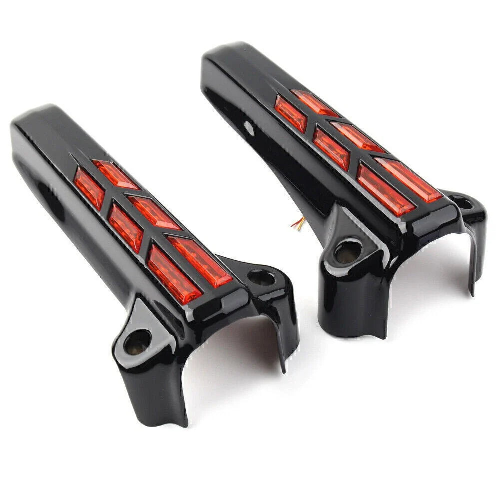 Front Lower Fork Leg Covers LED Amber Lights for Harley FLHR FLHTK FLHX (14-20)