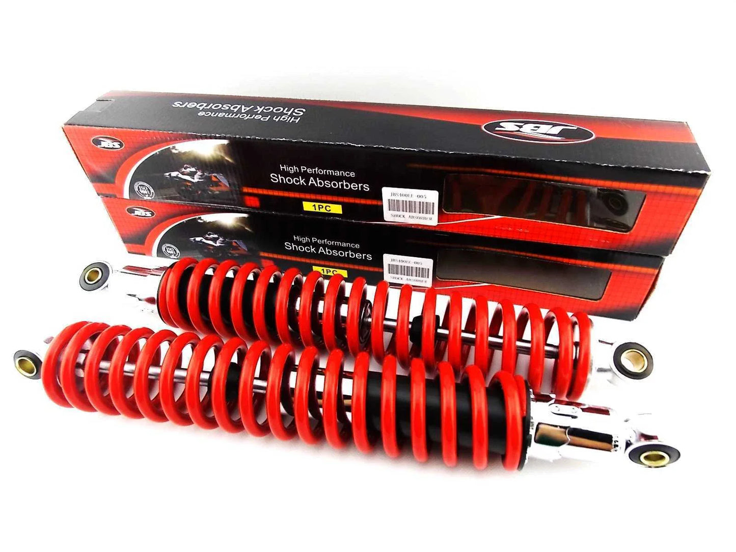 400mm Red/Chrome JBS Rear Shock Absorbers for Suzuki DR500S