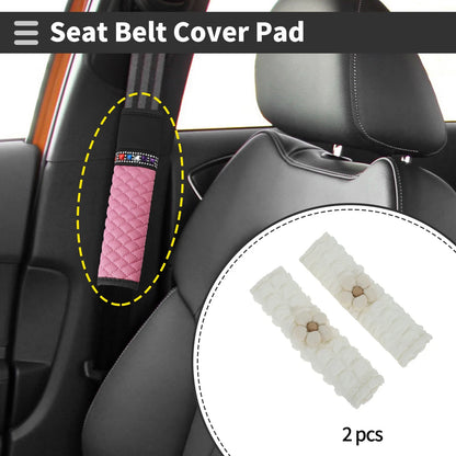 Set of 2 Beige Seat Belt Cover Pads for Universal Fit (24.5cm)