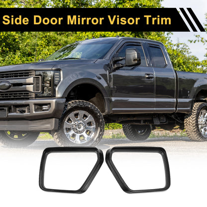 1 Pair Carbon Fiber Side Door Mirror Visor Trim for Ford F-150 (2021–2024)
