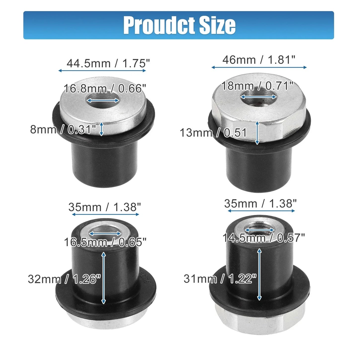 4pcs Steering Rack & Pinion Mount Bushings for Dodge Ram (2002-2018)