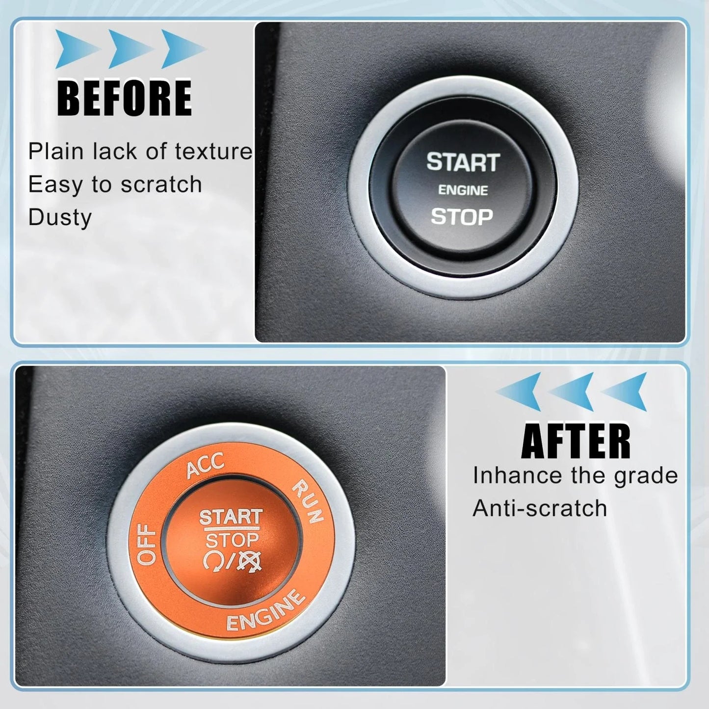 Engine Push Start Stop Button Cover Trim Kit for Dodge Charger Challenger (2015-2023)