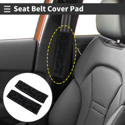 Set of 2 Black Seat Belt Cover Pads for Universal Fit (23cm)
