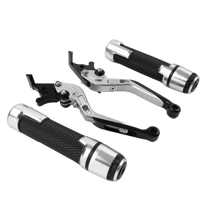 Silver Extendable Brake Clutch Levers & Handlebar Grips for BMW R1200GS (2004-2012)